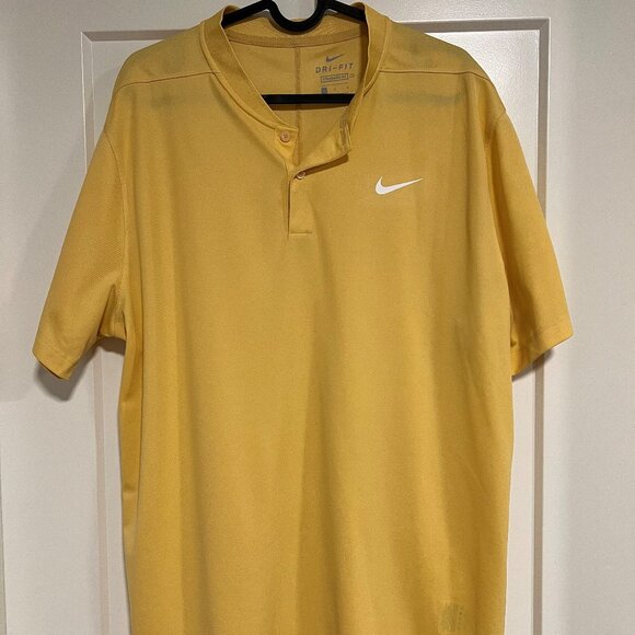 Men's Yellow Nike Dri-FIT Polo - Picture 1 of 2